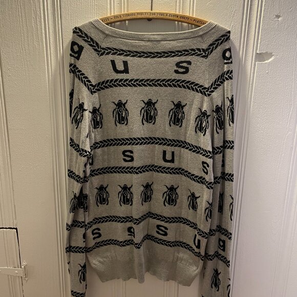 GSUS Sindustries Long Sleeve V-Neck Gray Black Sweater Diesel Topman Asos Gucci - Picture 2 of 3